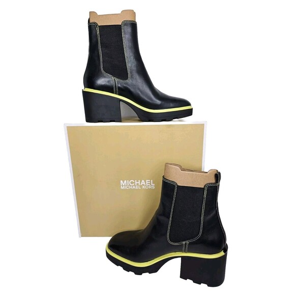 Michael Kors Keisha Bootie Limelght MLT Sz 9.5 NIB Leather/ Contrast Stitching - Picture 1 of 10